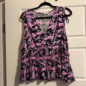 Sofia by Sofia Vergara Pink and Black Patterned Blouse